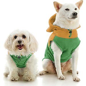 Gooby Two-Tone Fleece Dog Vest Hoodie, Green, Small
