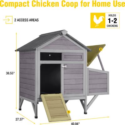 Show full view: Aivituvin AIR7020 Raised Backyard Small Wooden Chicken Coop, 1 to 2 Chicken Capacity, 40.94 x 27.37 x 38.55-in slide 6 of 7