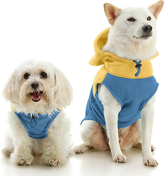 Show full view: Gooby Two-Tone Fleece Dog Vest Hoodie, Blue, Medium slide 1 of 4