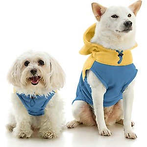 Gooby Two-Tone Fleece Dog Vest Hoodie, Blue, Medium