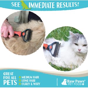 Raw Paws Dual Sided Undercoat Rake Dog & Cat Dematting Tool, Orange