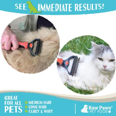 Show full view: Raw Paws Dual Sided Undercoat Rake Dog & Cat Dematting Tool, Orange slide 4 of 5