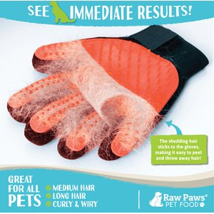 Raw Paws Pet Deshedding Gloves, Black/Orange, 2 count