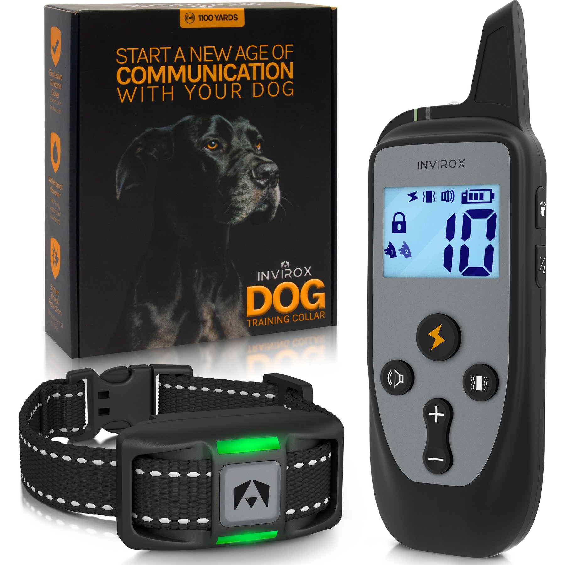 INVIROX 2026 Edition Waterproof Rechargeable Dog Training Collar & Remote Control, Grey, 1 count