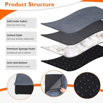 Show full view: BingoPaw Pillow Dog Bed with Removable Cover, Black, Large slide 9 of 10