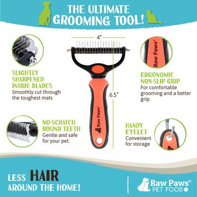 Show full view: Raw Paws Dual Sided Undercoat Rake Dog & Cat Dematting Tool, Orange slide 3 of 5