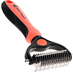Raw Paws Dual Sided Undercoat Rake Dog & Cat Dematting Tool, Orange