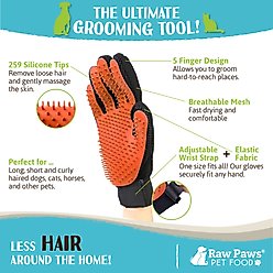 Raw Paws Pet Deshedding Gloves, Black/Orange, 2 count slide 2 of 5