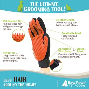 Raw Paws Pet Deshedding Gloves, Black/Orange, 2 count