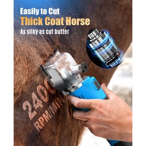 OneIsAll 2601 Cordless Detachable Stainless Steel Blade Horse Clipper, Blue