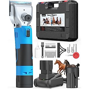 OneIsAll 2601 Cordless Detachable Stainless Steel Blade Horse Clipper, Blue