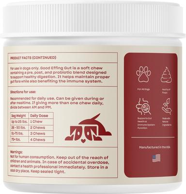 Show full view: OH NORMAN Good Effing Gut Digestive Support Supplement for Dogs, 90 count slide 10 of 12