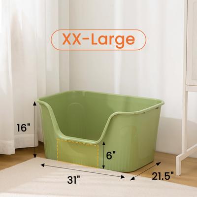 Show full view: TSCOMON Open Top High Side Low Entry Clumping Cat Litter Box, Green, XX-Large: 31-in slide 2 of 6