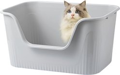 TSCOMON Open Top High Side Low Entry Clumping Cat Litter Box, Gray, XX-Large: 31-in