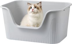 TSCOMON Open Top High Side Low Entry Clumping Cat Litter Box, Gray, X-Large: 25.2-in