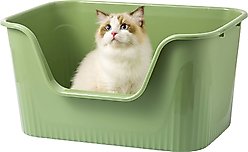 TSCOMON Open Top High Side Low Entry Clumping Cat Litter Box, Green, X-Large: 25.2-in