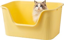 TSCOMON Open Top High Side Low Entry Clumping Cat Litter Box, Yellow, XX-Large: 31-in