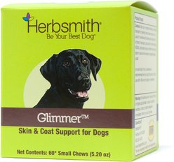 Herbsmith Glimmer Small Chew Skin & Coat Supplement for Dogs, 60 count