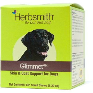 Herbsmith Glimmer Small Chew Skin & Coat Supplement for Dogs, 60 count