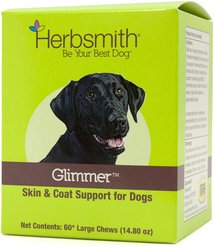 Herbsmith Glimmer Large Chew Skin & Coat Supplement for Dogs, 60 count