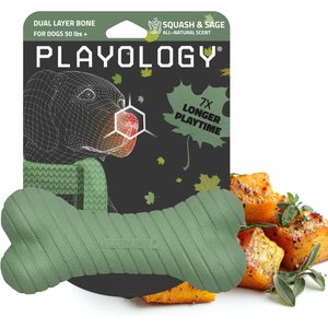 Playology Butternut Squash Scented Dual Layer Bone Dog Toy, Jumbo