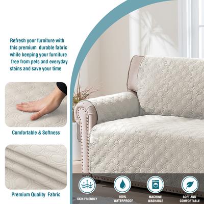 Show full view: H. VERSAILTEX Waterproof Dog Sofa Slipcover, Beige, Left Chaise + 2 Seats slide 7 of 10