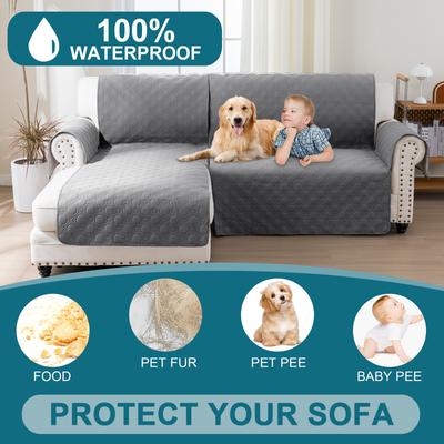 Show full view: H. VERSAILTEX Waterproof Dog Sofa Slipcover, Grey, Left Chaise + 2 Seats slide 3 of 11