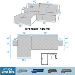 H. VERSAILTEX Waterproof Dog Sofa Slipcover, Beige, Left Chaise + 2 Seats slide 2 of 8