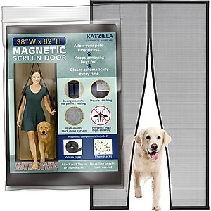 Katziela Magnetic Screen Dog Door, Black, 83 x 38-in