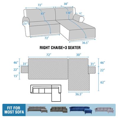 Show full view: H. VERSAILTEX Waterproof Dog Sofa Slipcover, French Oak, Right Chaise + 3 Seats slide 8 of 10