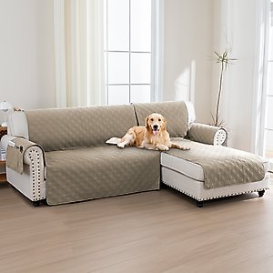 H. VERSAILTEX Waterproof Dog Sofa Slipcover, Taupe, Right Chaise + 3 Seats