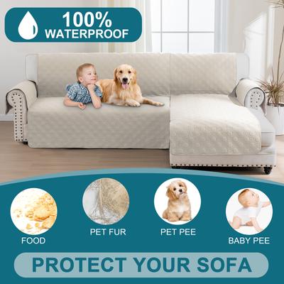 Show full view: H. VERSAILTEX Waterproof Dog Sofa Slipcover, French Oak, Right Chaise + 3 Seats slide 2 of 10