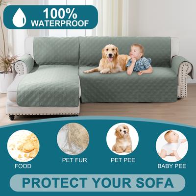 Show full view: H. VERSAILTEX Waterproof Dog Sofa Slipcover, Lily Pad, Left Chaise + 3 Seats slide 2 of 10