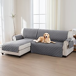 H. VERSAILTEX Waterproof Dog Sofa Slipcover, Grey, Left Chaise + 3 Seats
