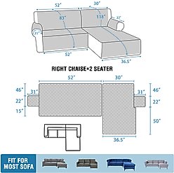 H. VERSAILTEX Waterproof Dog Sofa Slipcover, French Oak, Right Chaise + 2 Seats slide 2 of 8