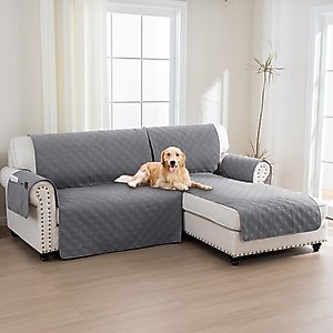 H. VERSAILTEX Waterproof Dog Sofa Slipcover, Grey, Right Chaise + 2 Seats