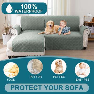 Show full view: H. VERSAILTEX Waterproof Dog Sofa Slipcover, Lily Pad, Left Chaise + 2 Seats slide 2 of 10