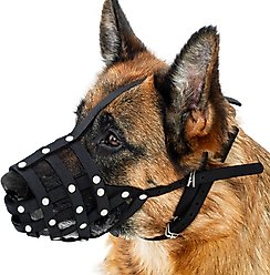 CollarDirect German Shepherd Leather Dog Muzzle, Black, Large