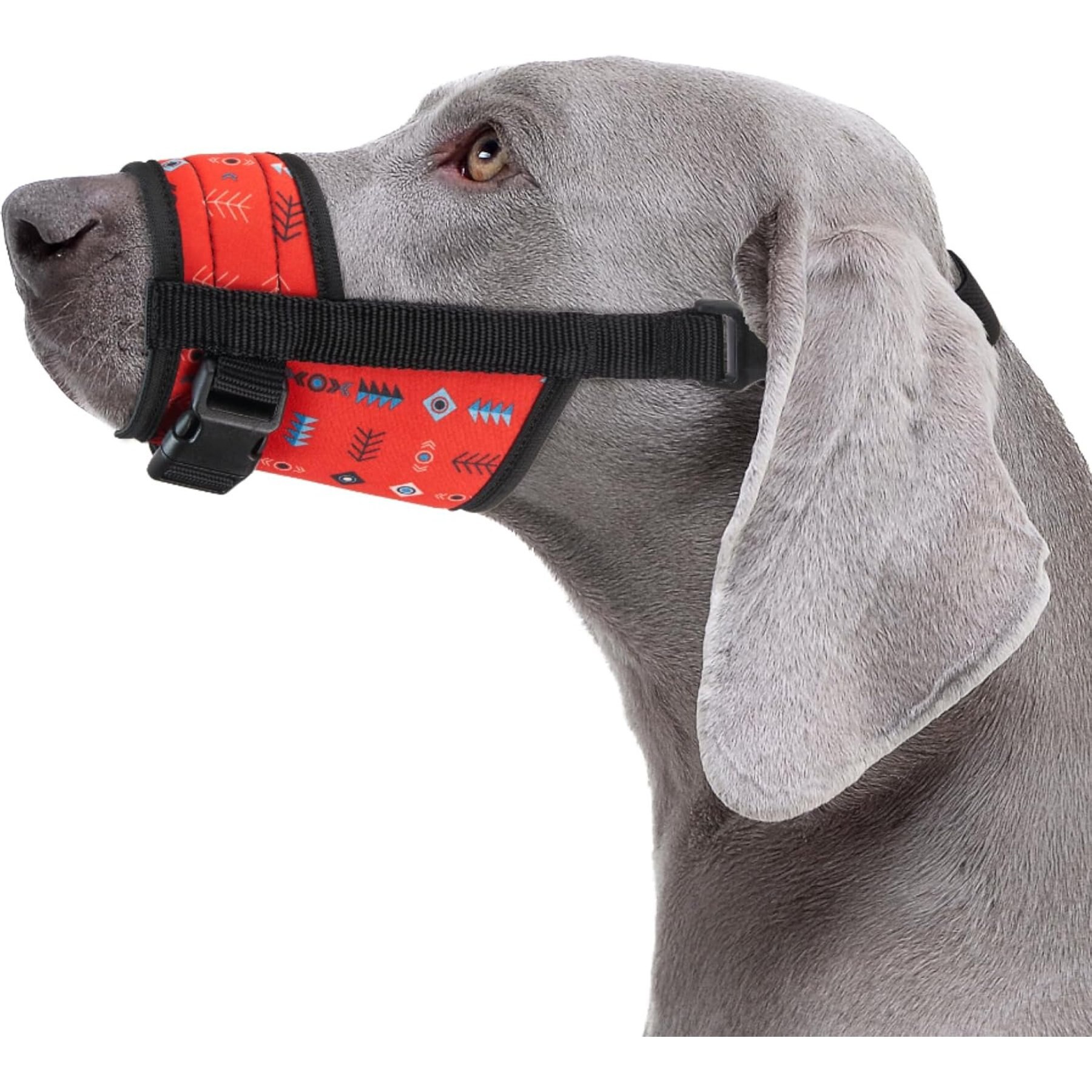 CollarDirect Tribal Pattern Nylon Dog Muzzle, Red, Large/X-Large