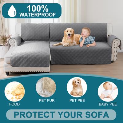 Show full view: H. VERSAILTEX Waterproof Dog Sofa Slipcover, Grey, Left Chaise + 3 Seats slide 2 of 10