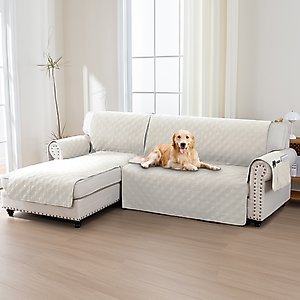 H. VERSAILTEX Waterproof Dog Sofa Slipcover, Beige, Left Chaise + 3 Seats