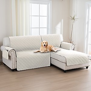 H. VERSAILTEX Waterproof Dog Sofa Slipcover, Beige, Right Chaise + 2 Seats
