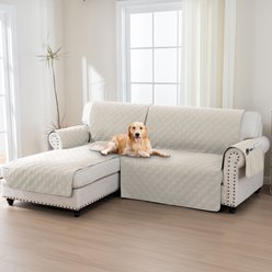 H. VERSAILTEX Waterproof Dog Sofa Slipcover, French Oak, Left Chaise + 2 Seats