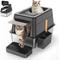Show in main carousel: Aphyxen Stainless Steel Enclosed Cat Litter Box, Black slide 1 of 11
