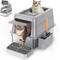 Show in main carousel: Aphyxen Stainless Steel Enclosed Cat Litter Box, Grey slide 1 of 10
