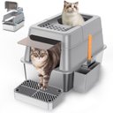 Aphyxen Stainless Steel Enclosed Cat Litter Box, Grey