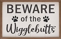 Kendrick Beware of Wigglebutts Paws Wall Décor, White, 24 x 16-in