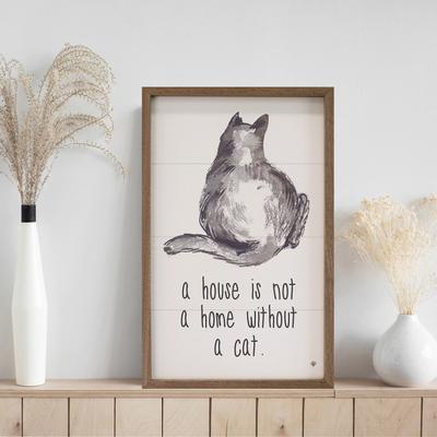 Show full view: Kendrick A House is Not A Home Without A Cat Wall Décor, White, 16 x 24-in slide 3 of 4