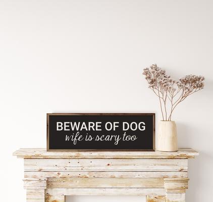 Show full view: Kendrick Beware of Dog & Wife Wall Décor, Black, 12 x 4-in slide 2 of 3