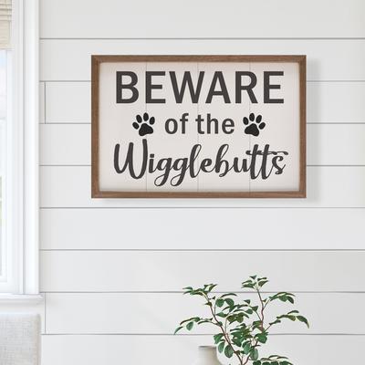 Show full view: Kendrick Beware of Wigglebutts Paws Wall Décor, White, 24 x 16-in slide 3 of 3